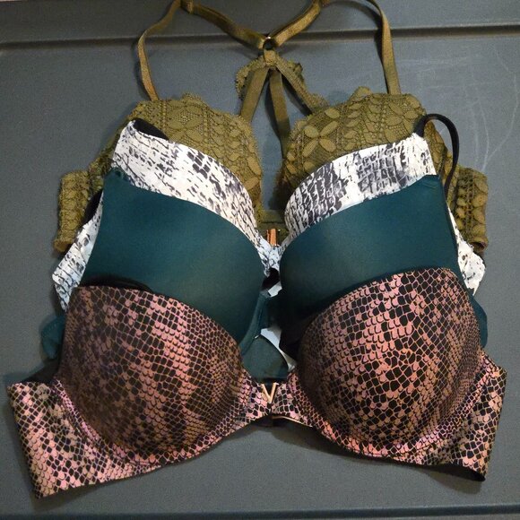 Victoria's Secret & PINK Lace and Animal Print Push-Up Bra (Bundle of 4) - Picture 1 of 12